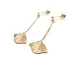 Boucles d'oreilles pendantes feuille Ginkgo de Nadja Carlotti